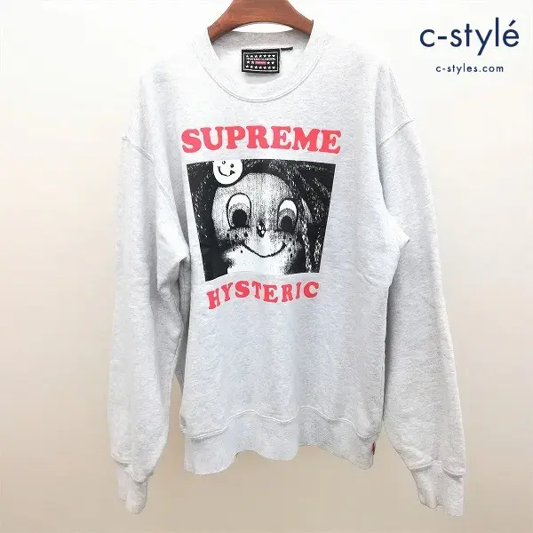 SUPREME × HYSTERIC GLAMOUR Crewneck Sweat Shirt クルーネックスウェットシャツ M アッシュグレー