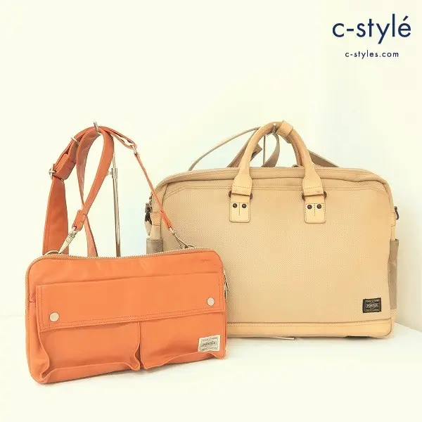 PORTER ポーター ショルダーバッグ FREE STYLE キャメル + ブリーフケース ELDER クリーム色