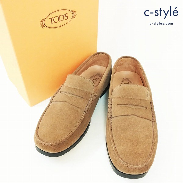 TOD`S トッズ スエードローファー 6・1/2 カーキ MADE IN ITALY シューズ 靴