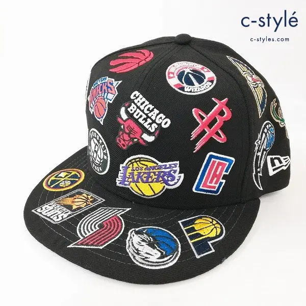 NEW ERA ニューエラ 59FIFTY NBA チームロゴ オールオーバー キャップ 7・1/2 59.6cm ブラック 帽子