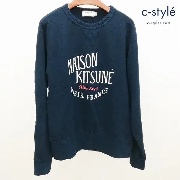 MAISON KITSUNE メゾンキツネ スウェットトレーナー M ネイビー KMM30080 日本製 綿100% 長袖 プリント