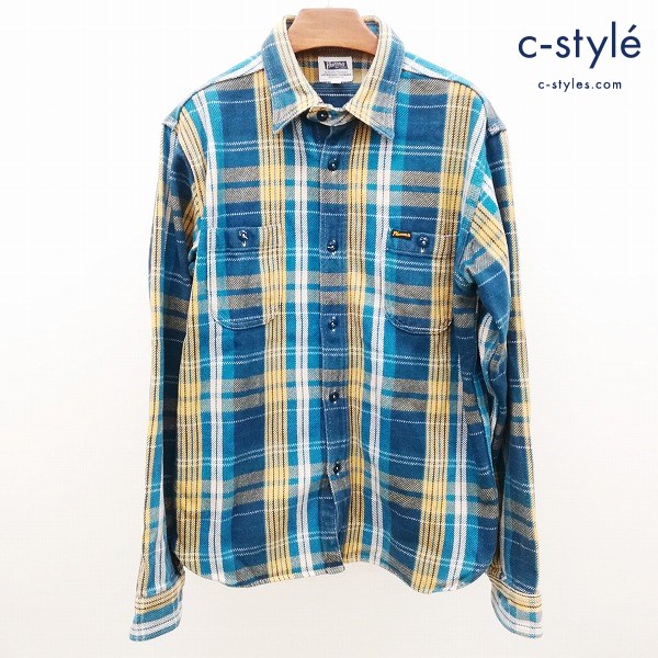 Pherrow’s フェローズ ネルシャツ 42 XL マルチカラー チェック柄 コットン100% 日本製 ワークシャツ