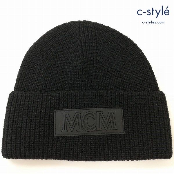 MCM エムシーエム ニット帽 ビーニー ONE SIZE 黒 キャップ 帽子 ニット イタリア製