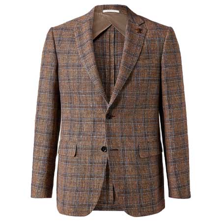 PAL ZILERI(パルジレリ) VICENZA BLAZER IN LINEN, WOOL AND COTTON WITH PRINCE OF WALES MOTIF