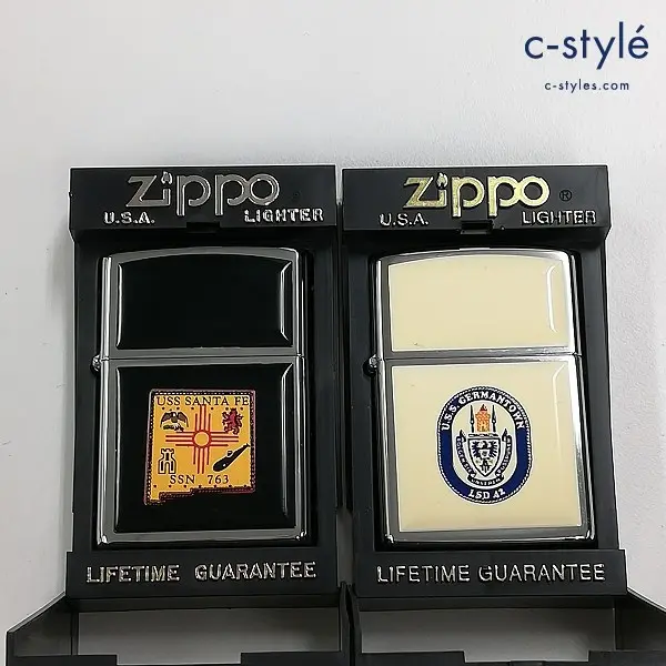 ZIPPO ジッポー USS SANTA FE SSN 763 シルバー U.S.S. GERMANTOWN LSD 42 シルバー×ホワイト系 ライター