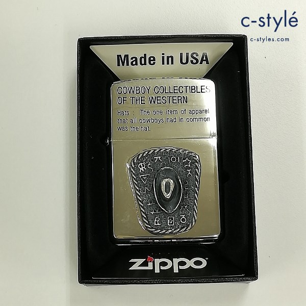 ZIPPO COWBOY COLLECTIBLES OF THE WESTERN Hats 1992年製 メタル張り ライター シルバー