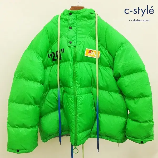 OFF-WHITE オフホワイト ZIPPED PADDED JACKET ダウンジャケット L グリーン グースダウン