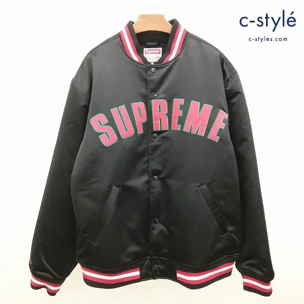 Supreme × Mitchell&Ness Satin Varsity Jacket ジャケット XL ブラック シュプリーム ナイロン