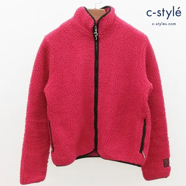 EVISU エヴィス フリース レッド 長袖 ジップアップ ロゴ レディース