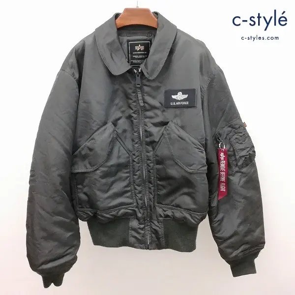 ALPHA INDUSTRIES アルファインダストリーズ フライトジャケット L カーキ系 ミリタリー ワッペン 中綿