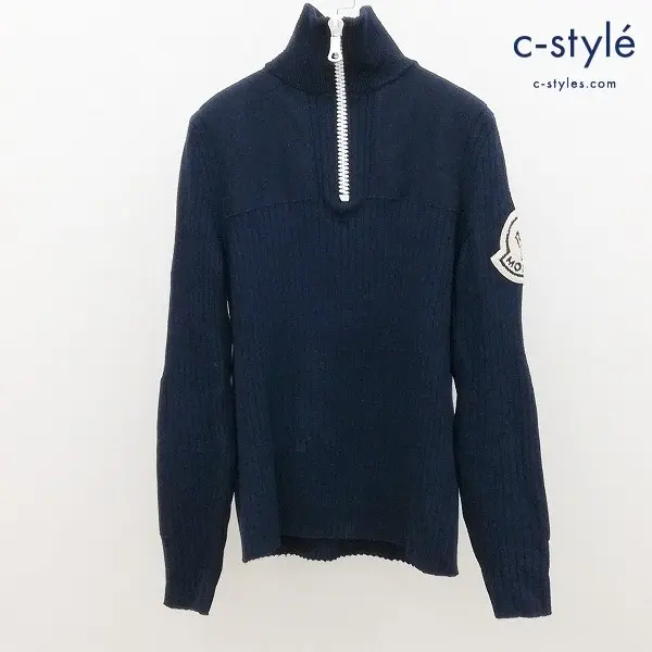 MONCLER モンクレール MAGLIONE TRICOT LUPETTC ZIP ハーフジップニット L ネイビー イタリア製