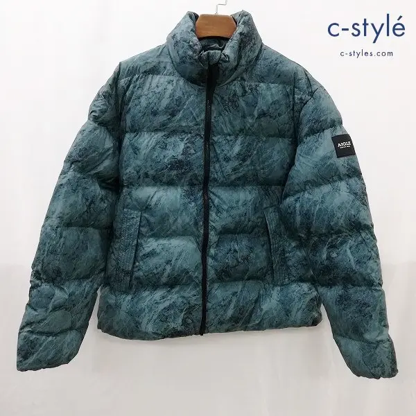 AIGLE エーグル 撥水オビゴムジャケット L マルチカラー ダックプリント ダウンジャケット ZBHN806