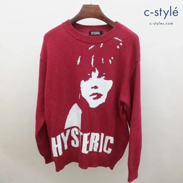 HYSTERIC GLAMOUR 20AW ジャガードプルオーバー S レッド系 セーター ニット 綿100 厚手 長袖