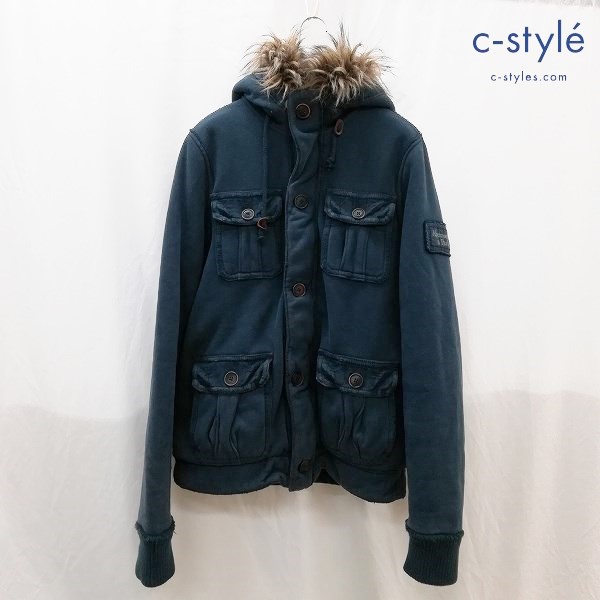 Abercrombie&Fitch INDIAN PASS JACKET 裏ボア スウェットミリタリージャケット ヴィンテージ加工 ファー
