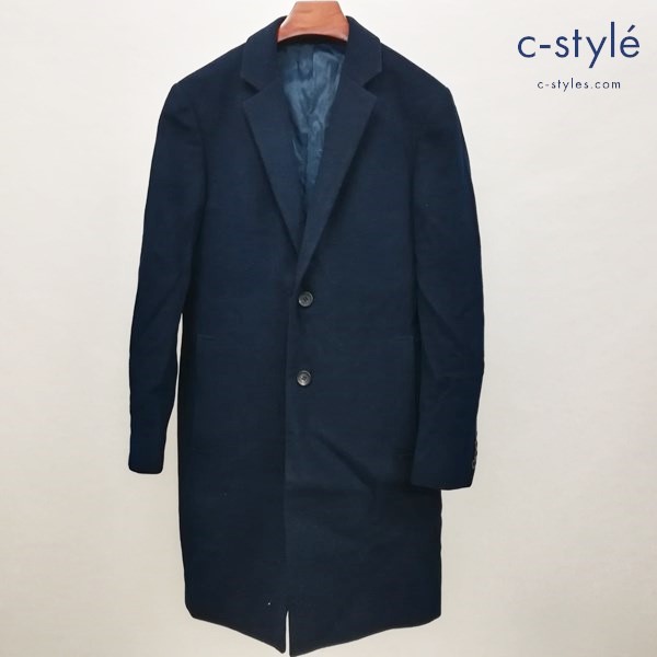 Calvin Klein カルバンクライン チェスターコート 36 ネイビー ロングコート 2B ウール 長袖
