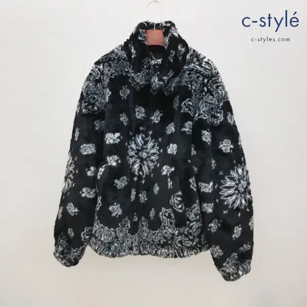 Supreme シュプリーム Bandana Faux Fur Bomber Jacket バンダナ ボンバージャケット XL 黒 総柄 ファー