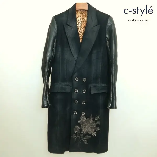 BLACK HONEY CHILI COOKIE Rose Embroidery Leather Sleeve Coat ロングコート 2 ブラック 2902316