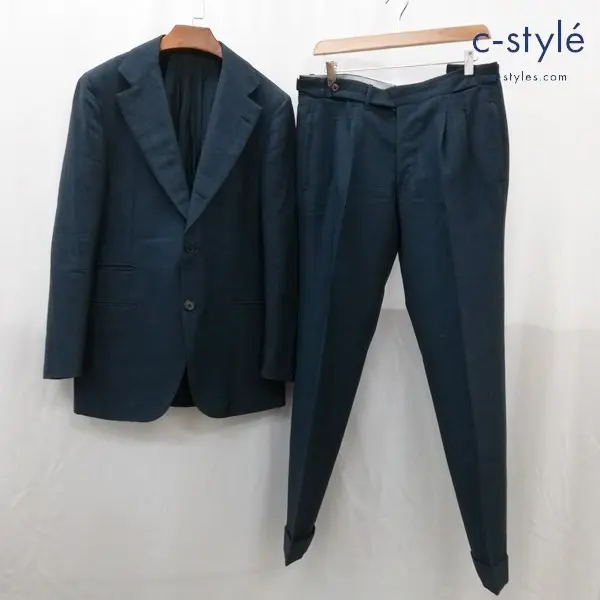 Sartoria Ciardi サルトリアチャルディ スーツ TOLEDO 1P TROUSERS 2P 48 ネイビー グレンチェック イタリア製