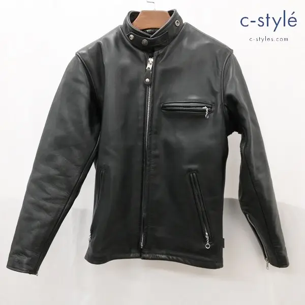 Schott ショット シングルライダースジャケット 34 ブラック 6061 アメリカ製 牛革 長袖