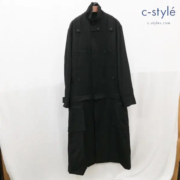 YOHJI YAMAMOTO POUR HOMME I-ツナギDF ギャバ ツナギドレスファスナーコート 1 ブラック HK-D22-100 日本製