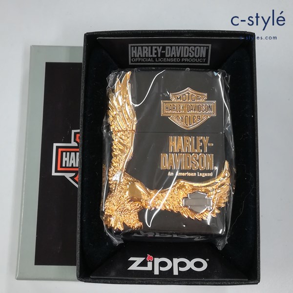 ZIPPO ジッポー × HARLEY-DAVIDSON ハーレーダビッドソン サイドイーグル ライター ブラック×ゴールド