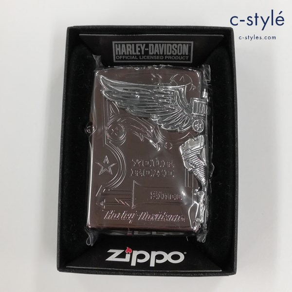 ZIPPO × HARLEY-DAVIDSON サイドメタルチタン ライター シルバー×ブラウン系 HDP-49 喫煙グッズ