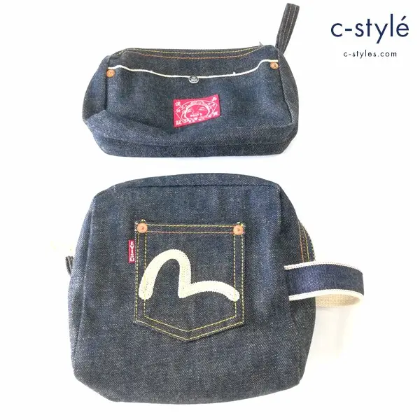 EVISU エヴィス DENIM POUCH デニムポーチ インディゴ ジーンズ コットン100 日本製 MADE IN JAPAN