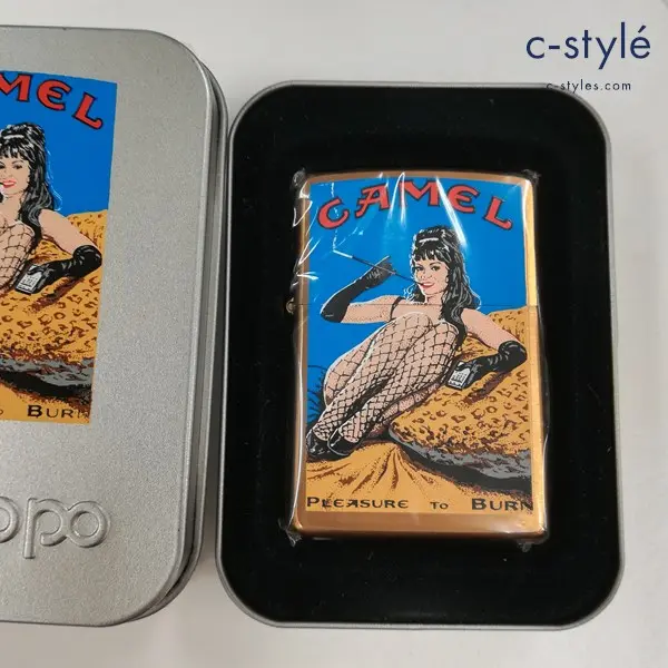 ZIPPO ジッポー CAMEL キャメル PLEASURE TO BURN Fishnet 網タイツ ライター ゴールド 喫煙具