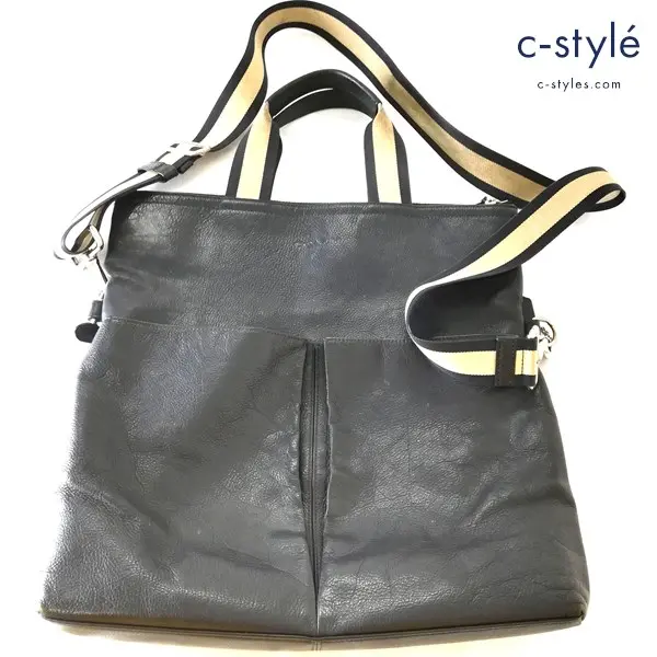 COACH コーチ フォールドオーバートート ネイビー F71722 レザーバッグ 2WAY ショルダー