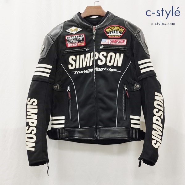 SIMPSON シンプソン メッシュライダースジャケット M ブラック ワッペン 刺繍 バイク