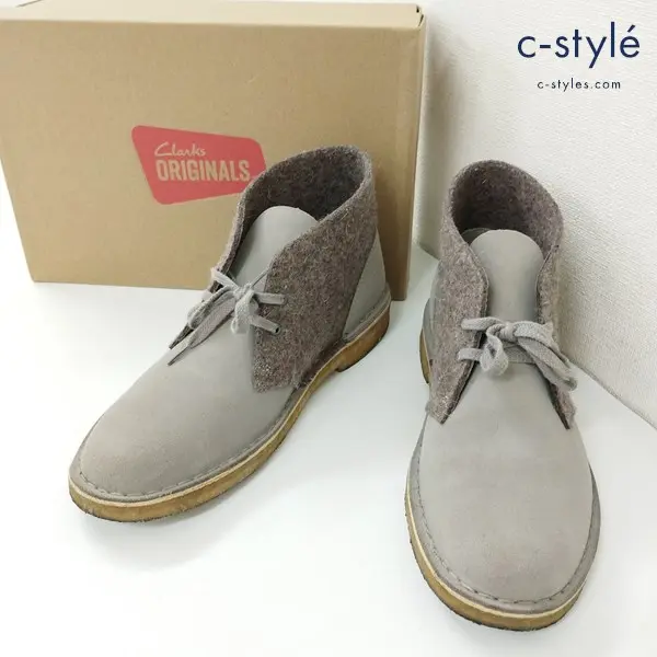 Clarks クラークス Desert Boot ショートブーツ UK 7・1/2 グレーフェルト 26110028