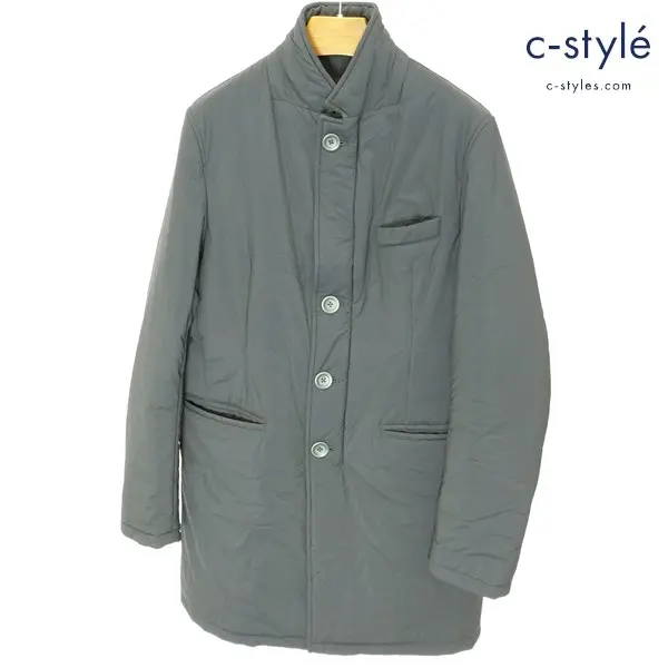 HERNO ヘルノ ナイロンコート 46 ネイビー ジップアップ ボタンダウン 長袖