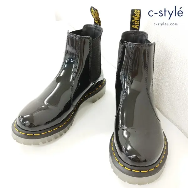 Dr.Martens ドクターマーチン 2976 ICED BN チェルシーブーツ UK6 ブラック エナメル加工 レディース