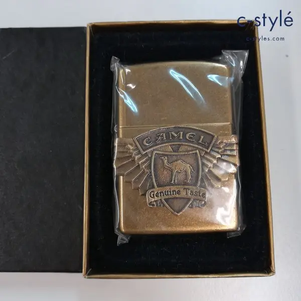 ZIPPO ジッポー CAMEL キャメル アンティークブラス Biker メタル貼り 1996 オイルライター ゴールド