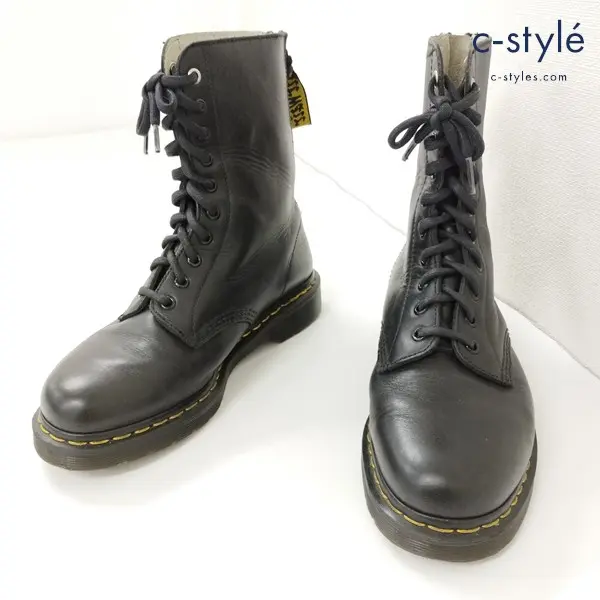 Y’s×Dr.Martens 10ホールブーツ UK7 ブラック レザーブーツ レースアップ バックジップ