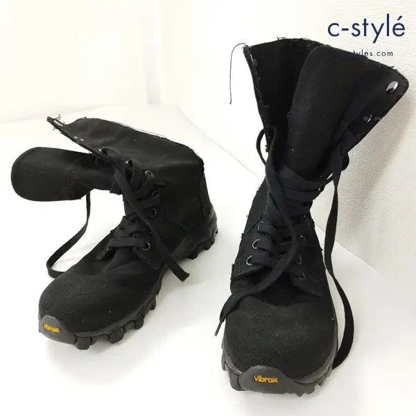 Yohji Yamamoto POUR HOMME 19AW ミリタリーキャンバス ハイカットブーツ 3 ブラック Vibramソール