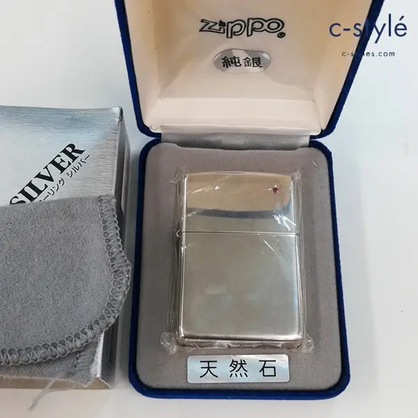 ZIPPO ジッポー STERLING SILVER オイルライター シルバー 天然石 ルビー 純銀 スターリングシルバー