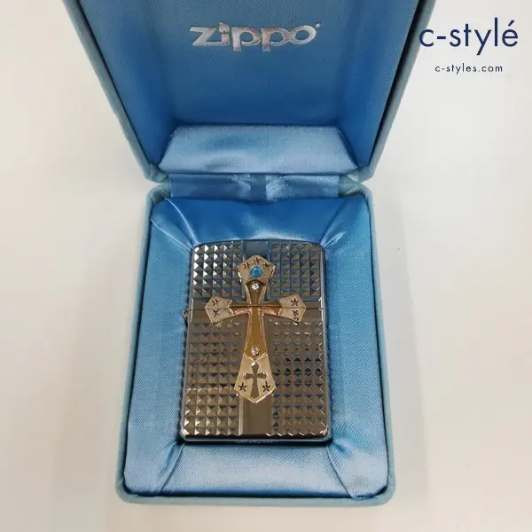 ZIPPO ジッポー 純銀メタル 4面彫刻 クロス 2006 オイルライター シルバー 十字架