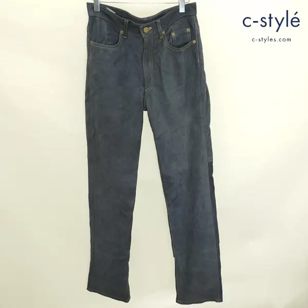 KUSHITANI クシタニ EXPLORER JEANS W32 ネイビー レザーパンツ 日本製 牛革 Lot.31111