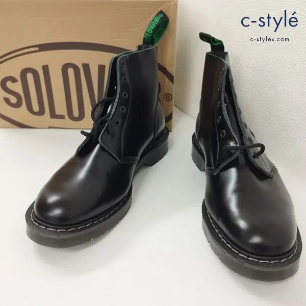 SOLOVAIR ソロヴェアー 6Eye Derby Boot UK10 ブラック レースアップブーツ S6-969-BK-G イングランド製