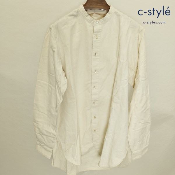 suzuki takayuki スズキ タカユキ peasant shirt 1 ベージュ系 バンドカラーシャツ 日本製 S193-07