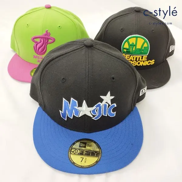 NEW ERA ニューエラ キャップ 7・3/8 58.7cm SEATTLE SUPERSONICS MIAMI HEAT 他 59FIFTY 計3点