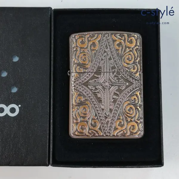 ZIPPO ジッポー アーマー 両面アラベスク オイルライター シルバー系