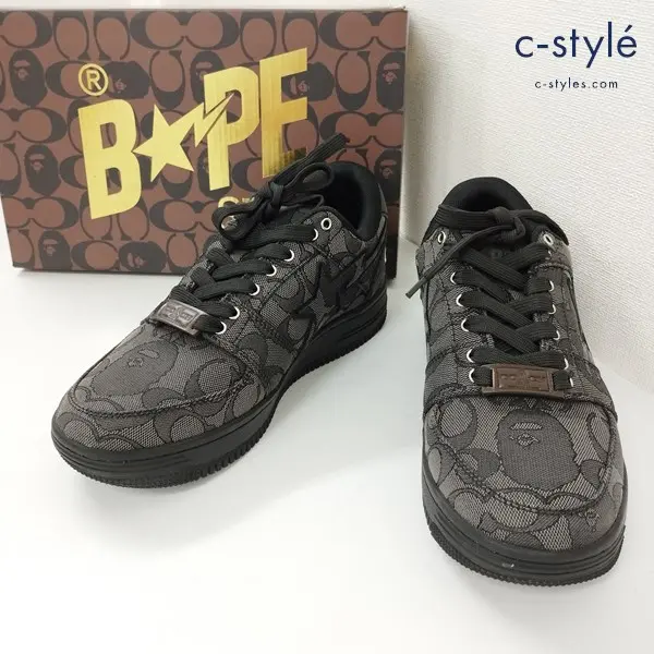 A BATHING APE アベイシングエイプ × COACH コーチ BXC BAPE STA スニーカー 26cm ブラック G4808