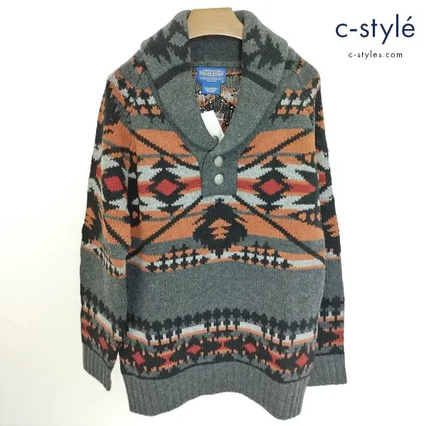 PENDLETON ショールカラーニット M グレー