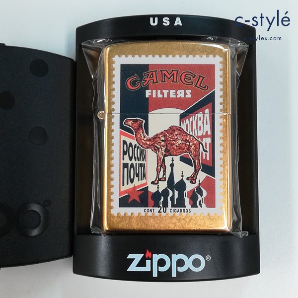 ZIPPO ジッポー CAMEL キャメル 切手 ロシア オイルライター ゴールド 喫煙具