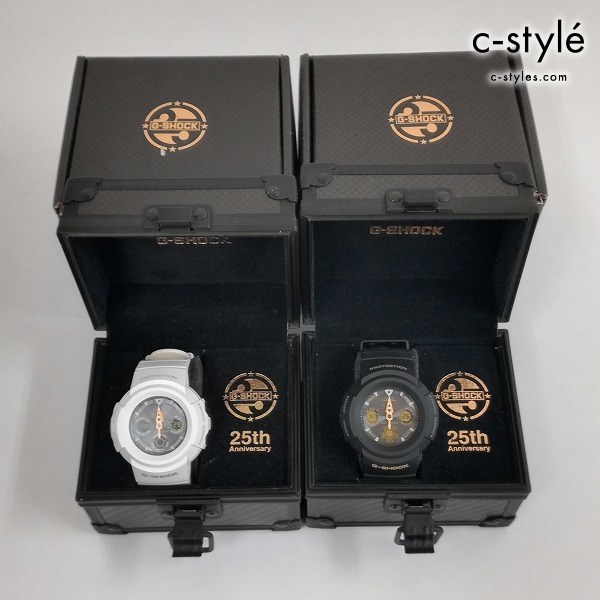 CASIO カシオ G-SHOCK 25周年記念 AWG-525B ホワイト + ブラック 腕時計 ソーラー電波時計
