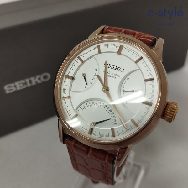 SEIKO セイコー プレサージュ 腕時計 ブラウン 6R24-00D0 レザーベルト 自動巻き 日本製