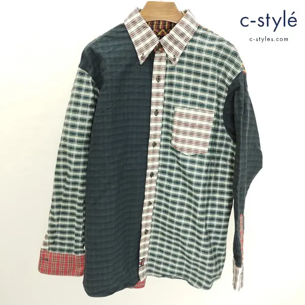 VAN JAC ヴァンヂャケット パッチワークシャツ LL マルチカラー 長袖 チェック柄 綿100