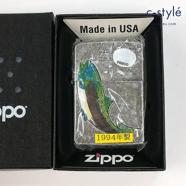 ZIPPO ジッポー 1994年製 Can you Catch me alive? ブラックバス オイルライター シルバー